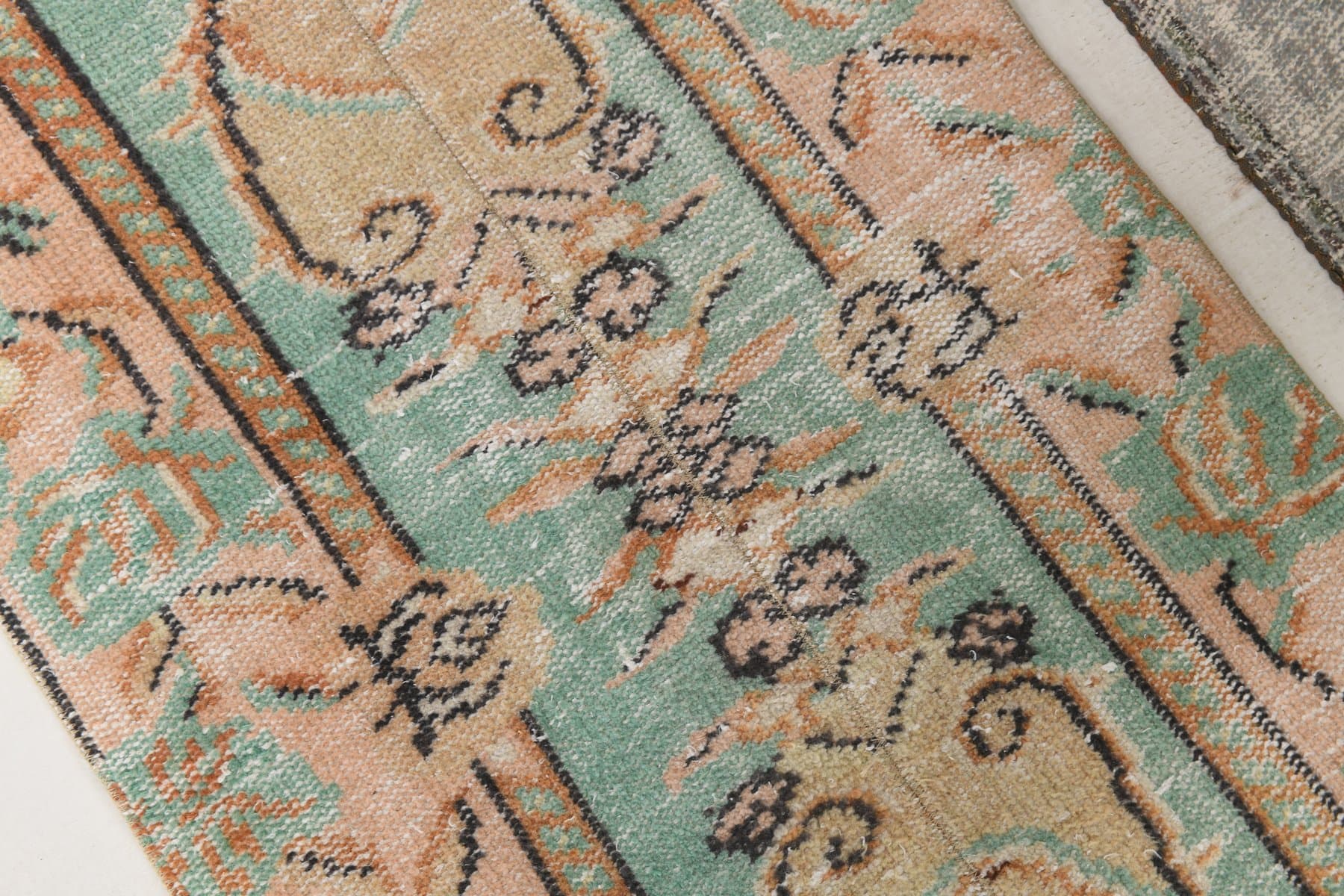 Chodnik 225x70 cm, turkusowy, wełna, lata 70. - 215918