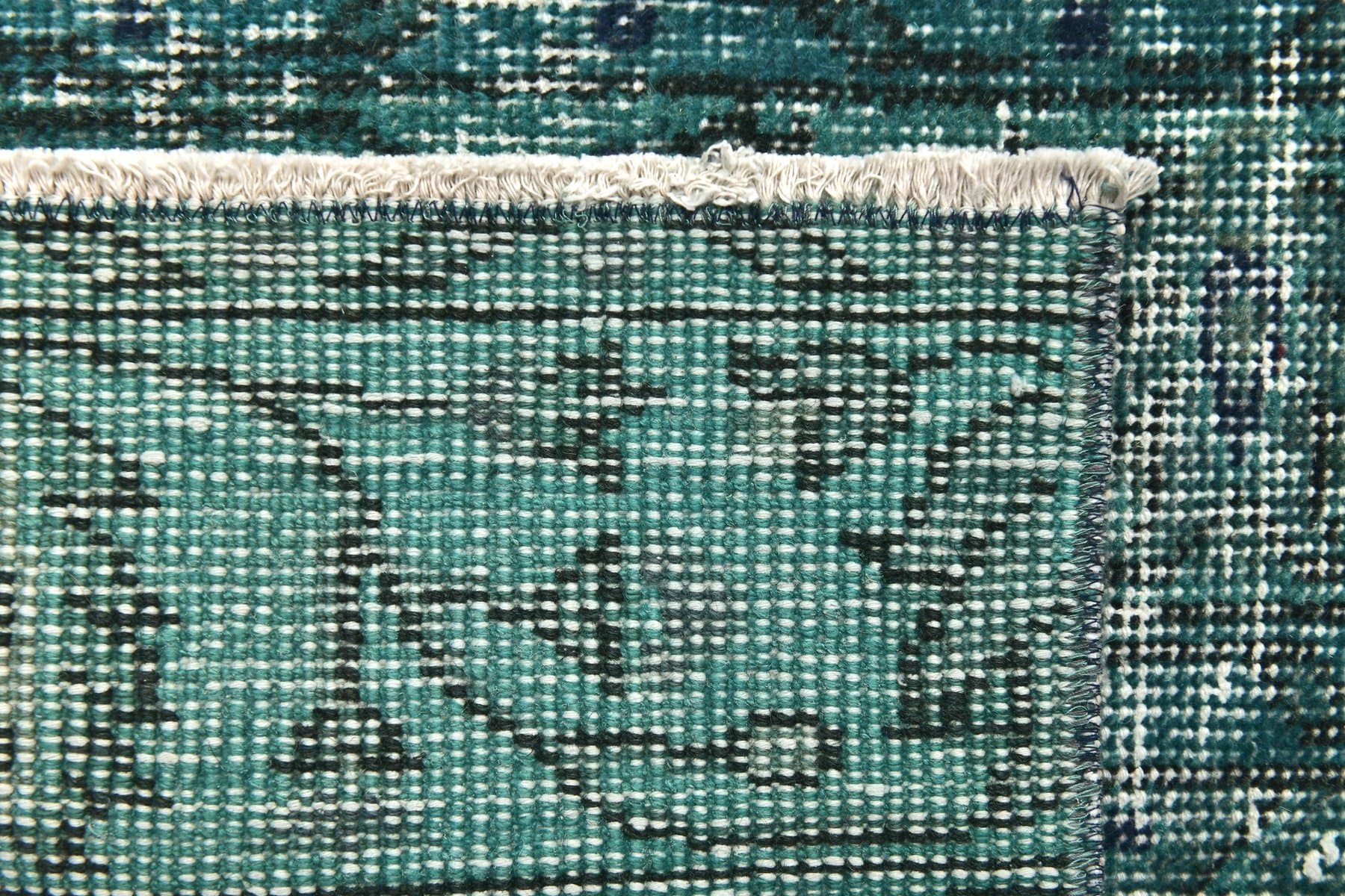 Chodnik 132x45 cm, turkusowy, wełna, lata 70. - 215902