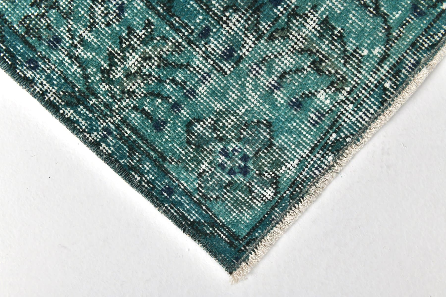 Chodnik 132x45 cm, turkusowy, wełna, lata 70. - 215901