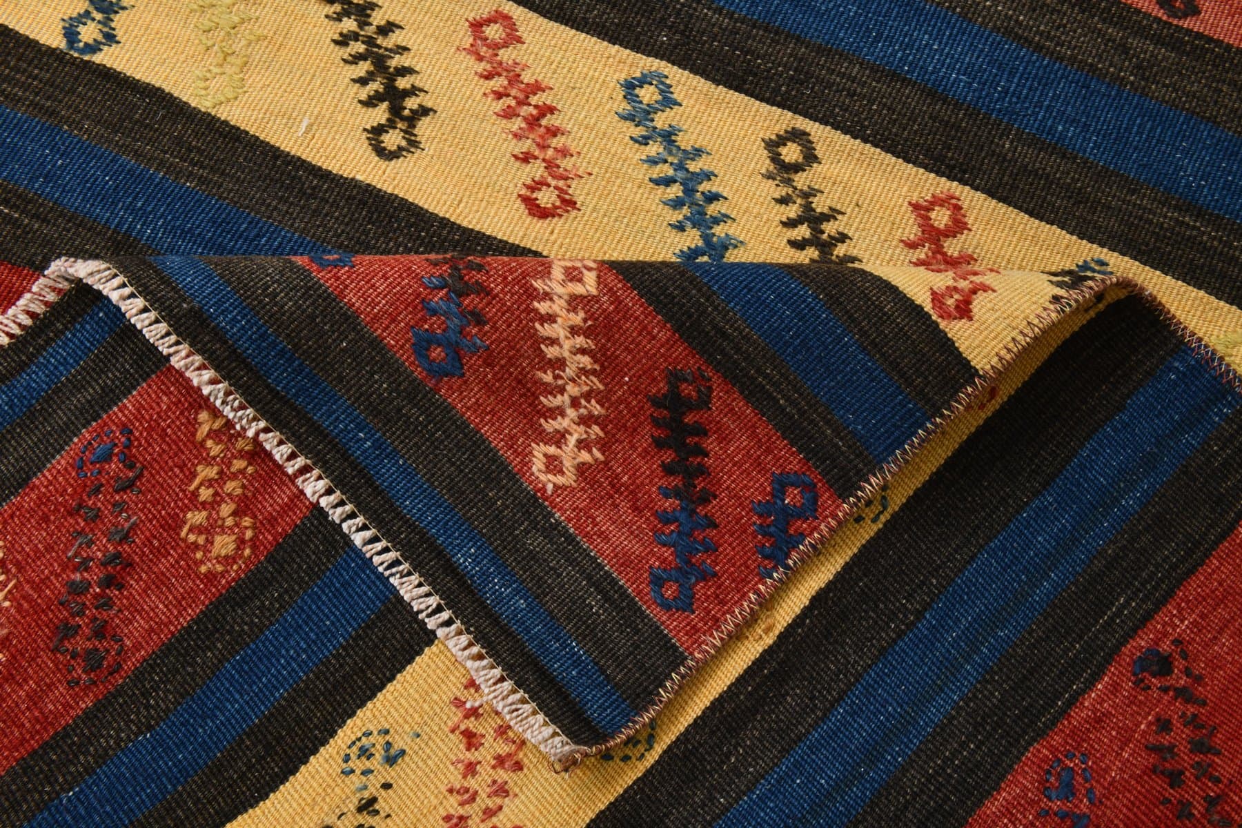 Chodnik 353x90 cm, granatowy, czerwony, wełna, lata 70. - 215890