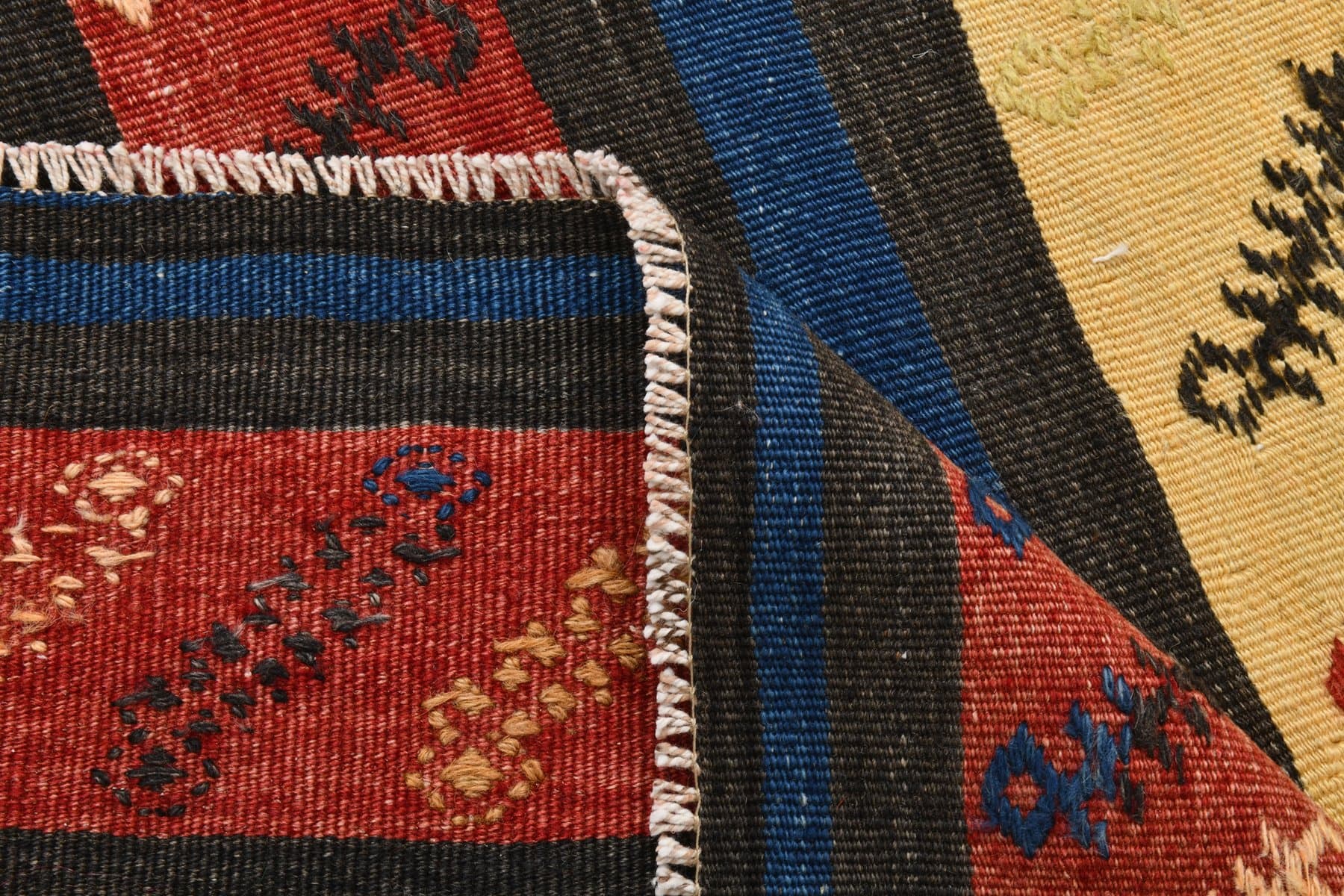 Chodnik 353x90 cm, granatowy, czerwony, wełna, lata 70. - 215891