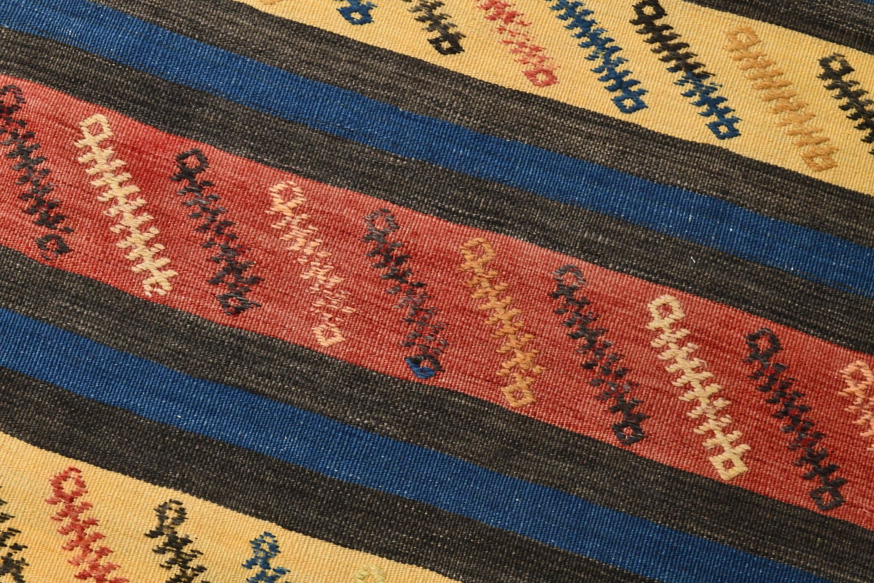 Chodnik 353x90 cm, granatowy, czerwony, wełna, lata 70. - 215886