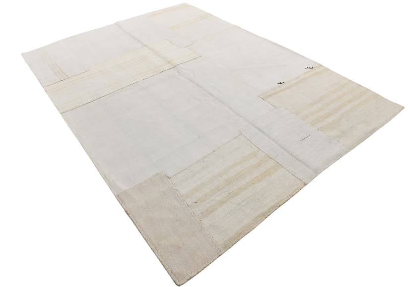 Kilim 222x307 cm, beżowy, konopie, lata 70.