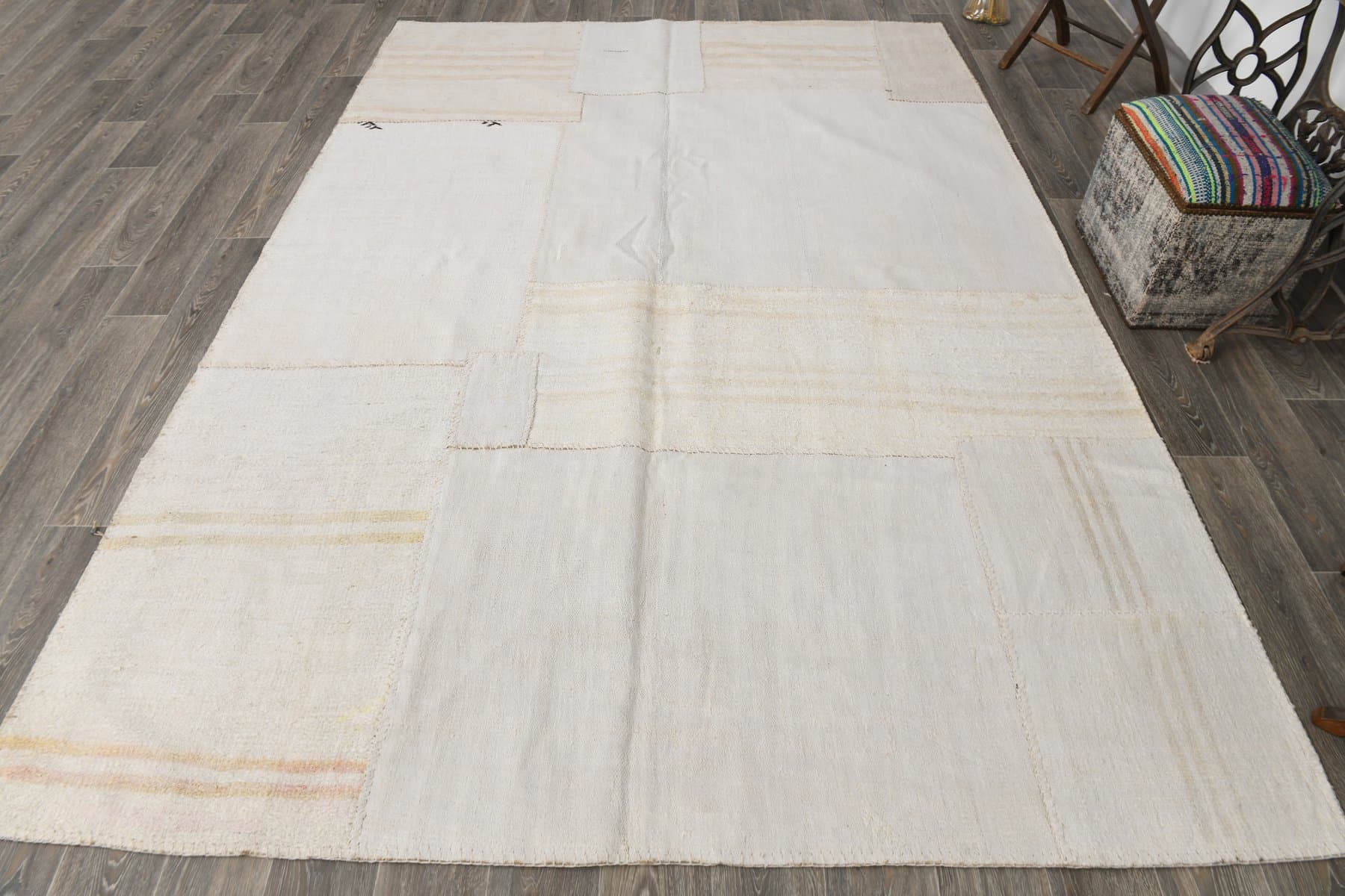 Kilim 222x307 cm, beige, hemp, 1970s - 215870