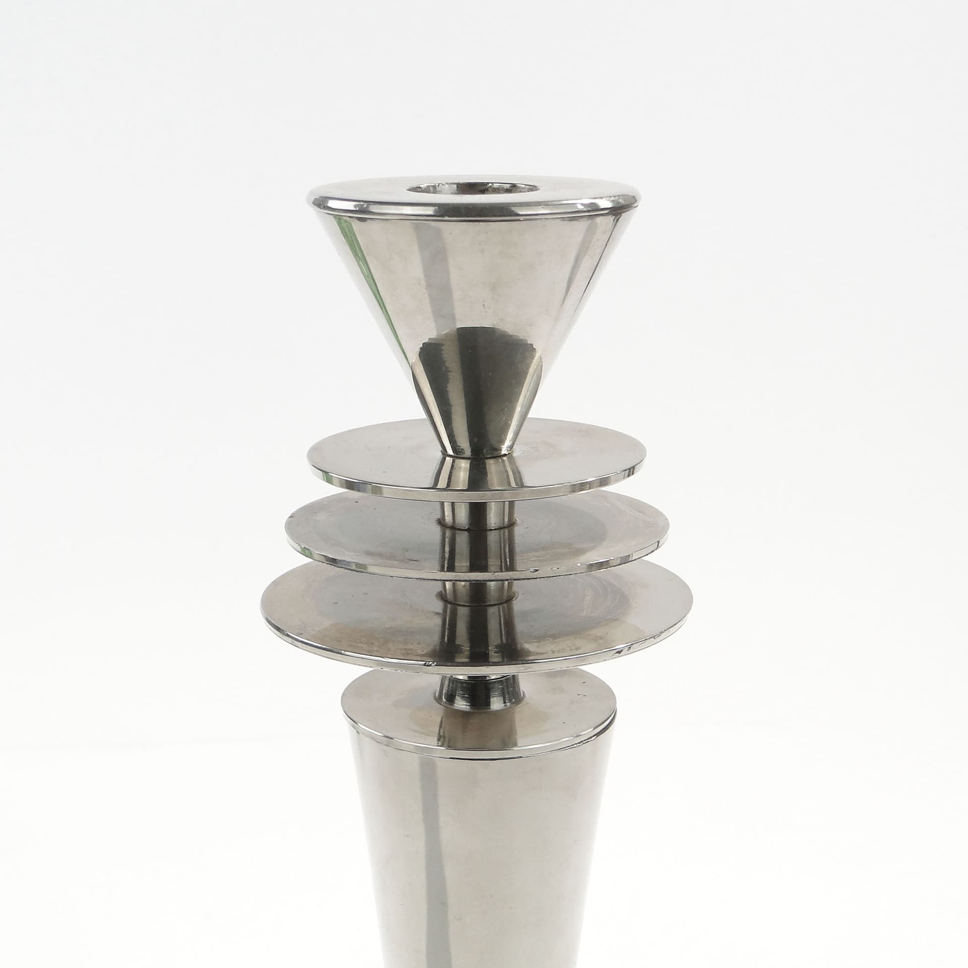 Świecznik Art Deco, mosiądz srebrny, Christofle, Francja, lata 20. - 1591