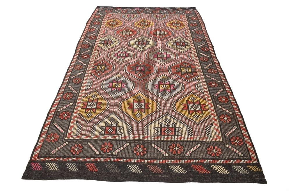 Kilim 166x278 cm, brown, wool, 1970s