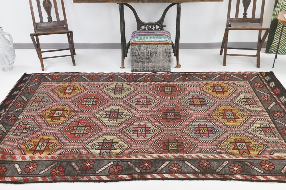 Kilim 166x278 cm, brown, wool, 1970s - 215849