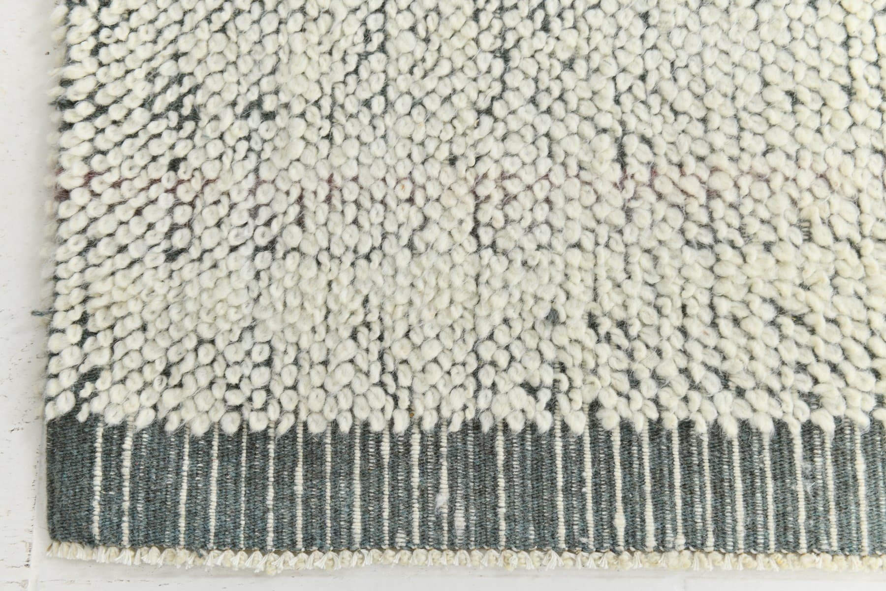 Kilim 137x200 cm, white, green, wool, 1970s - 215796