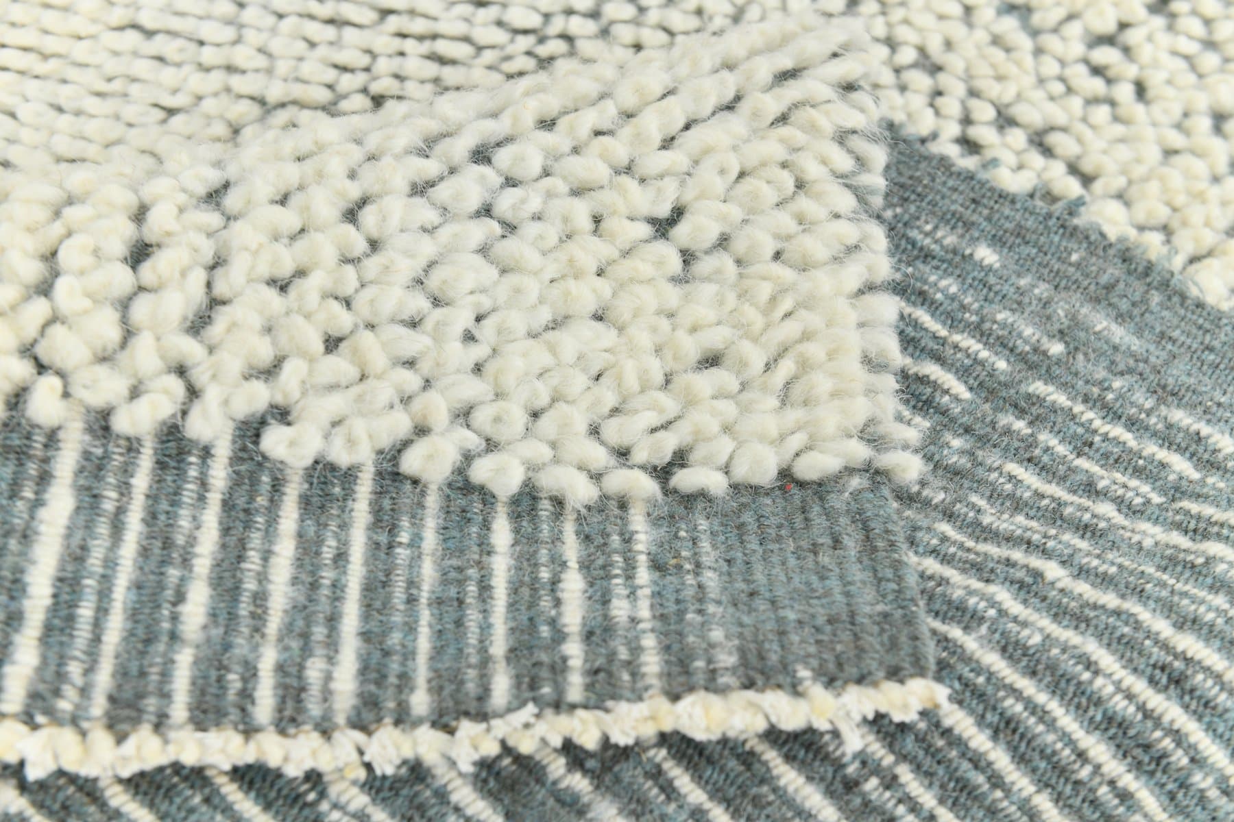 Kilim 137x200 cm, white, green, wool, 1970s - 215799