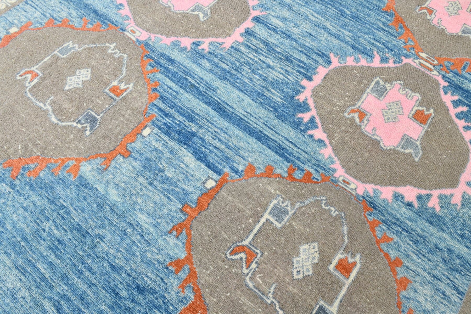 Dywan 305x422 cm, niebieski, szary, wełna, lata 70. - 215769