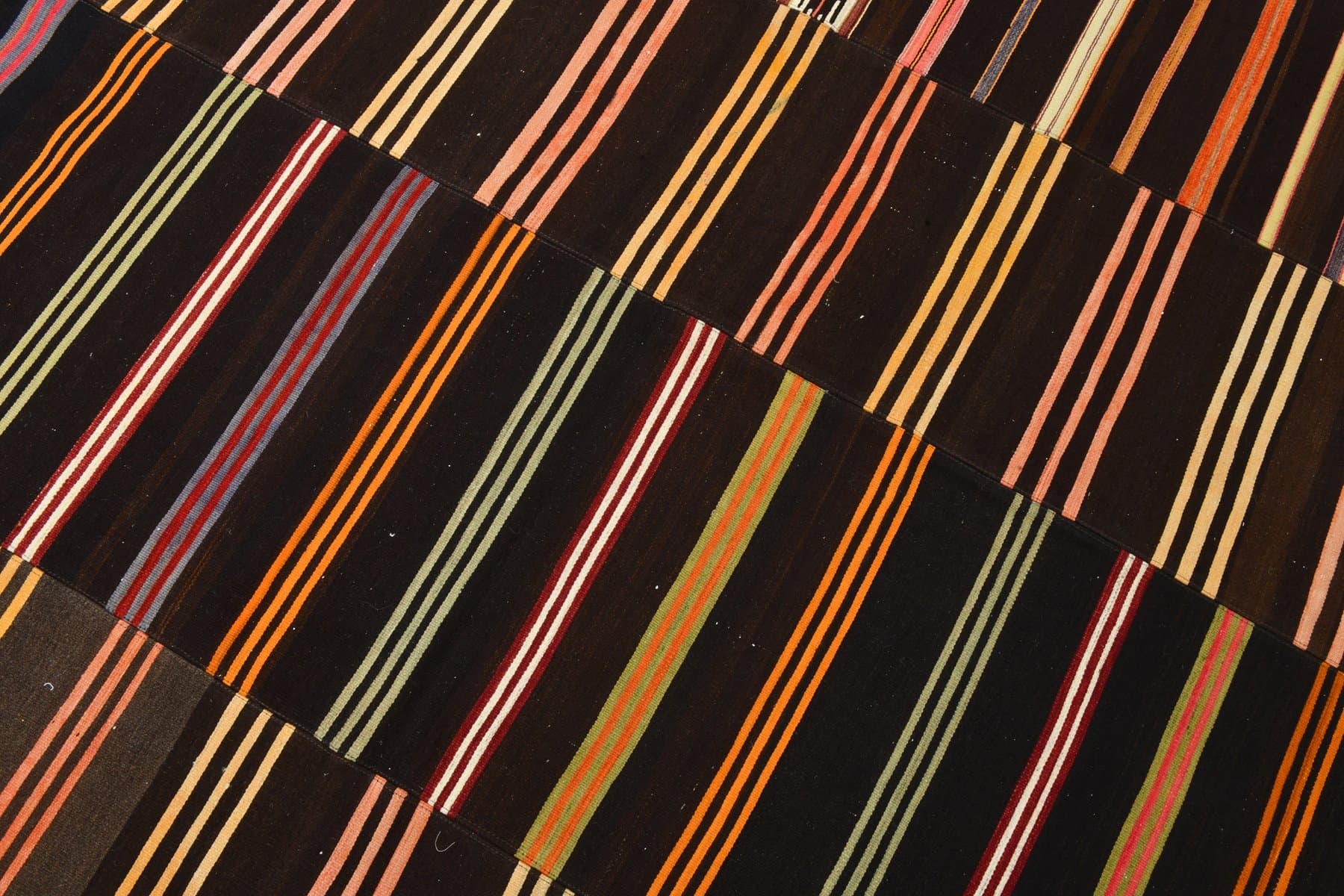 Kilim 320x252 cm, brązowy, czerwony, wełna, lata 70. - 215759