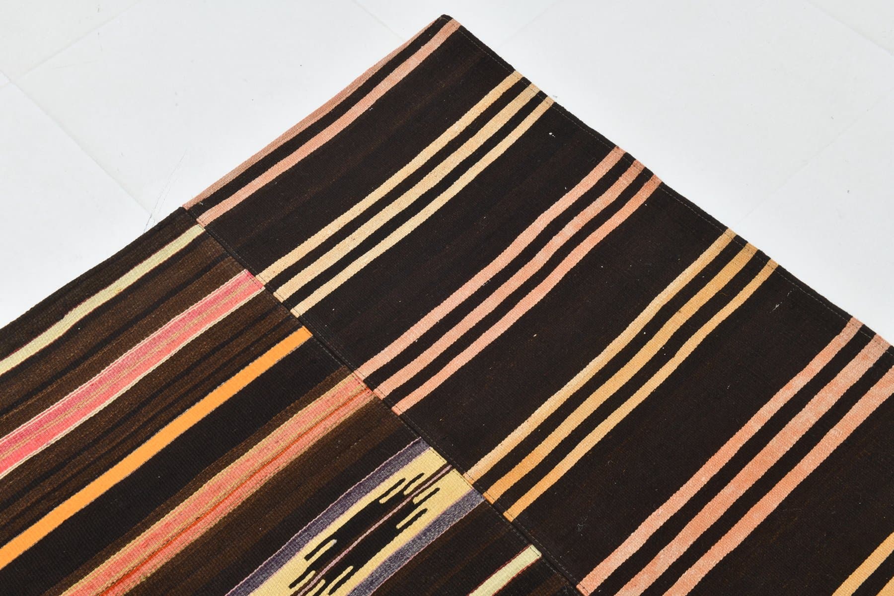 Kilim 320x252 cm, brązowy, czerwony, wełna, lata 70. - 215764