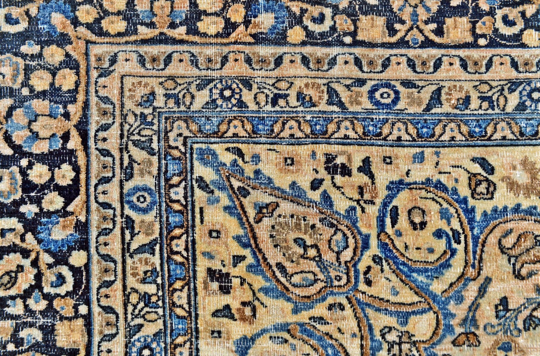 Rug 343x260 cm, turquoise, grey, wool, 1960s - 215749