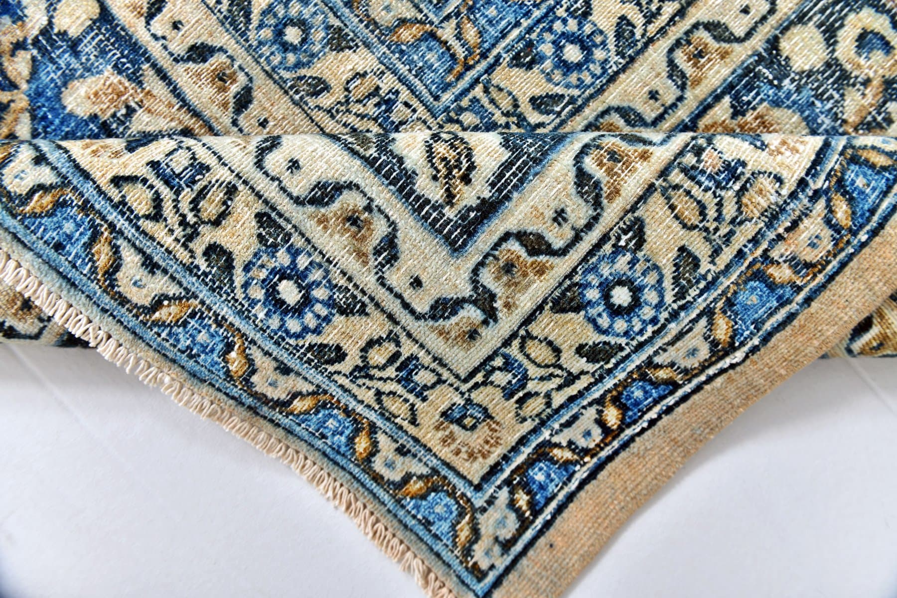 Rug 343x260 cm, turquoise, grey, wool, 1960s - 215742