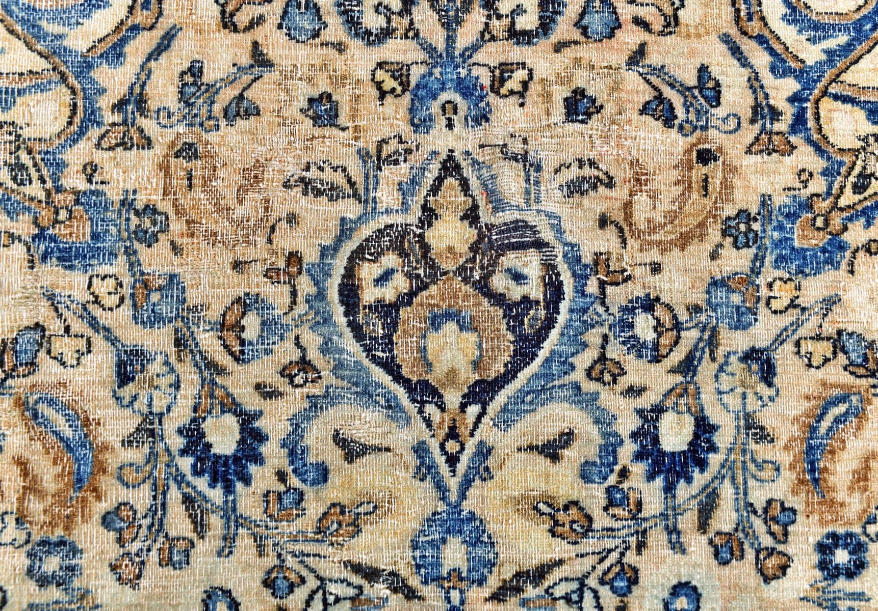 Rug 343x260 cm, turquoise, grey, wool, 1960s - 215746