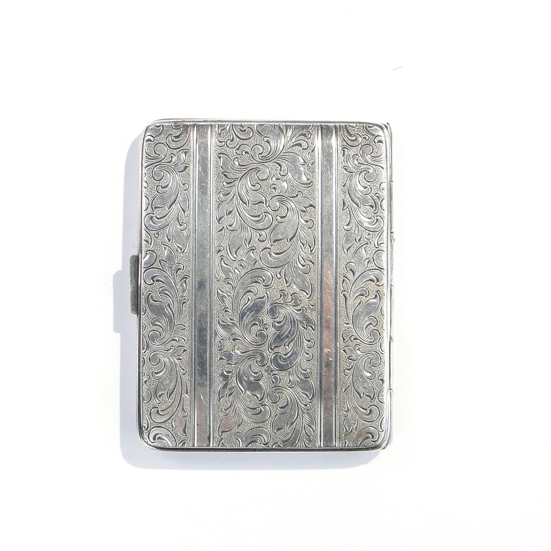 Silver-Plated Art Deco Engraved Cigarette Case, HOKA, Germany, 1930s - 15893