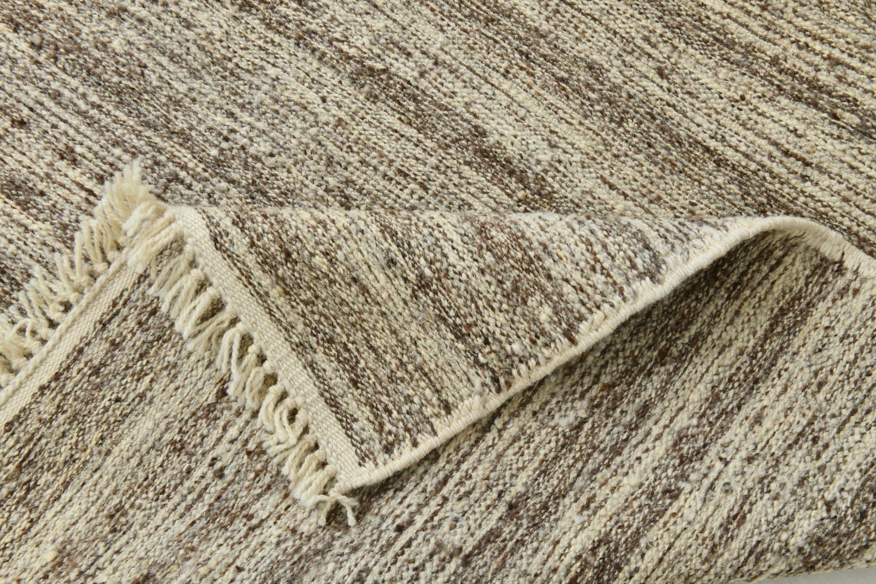 Chodnik 114x632 cm, beżowy, brązowy, wełna, lata 70. - 215716