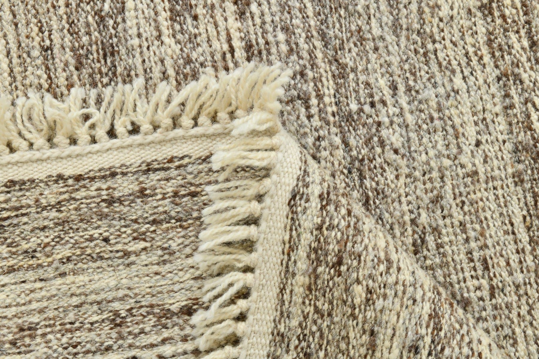 Chodnik 114x632 cm, beżowy, brązowy, wełna, lata 70. - 215725