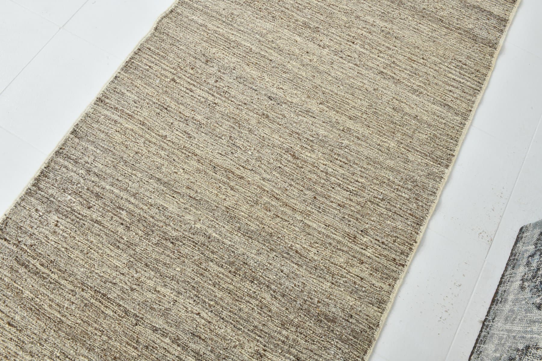 Chodnik 114x632 cm, beżowy, brązowy, wełna, lata 70. - 215722