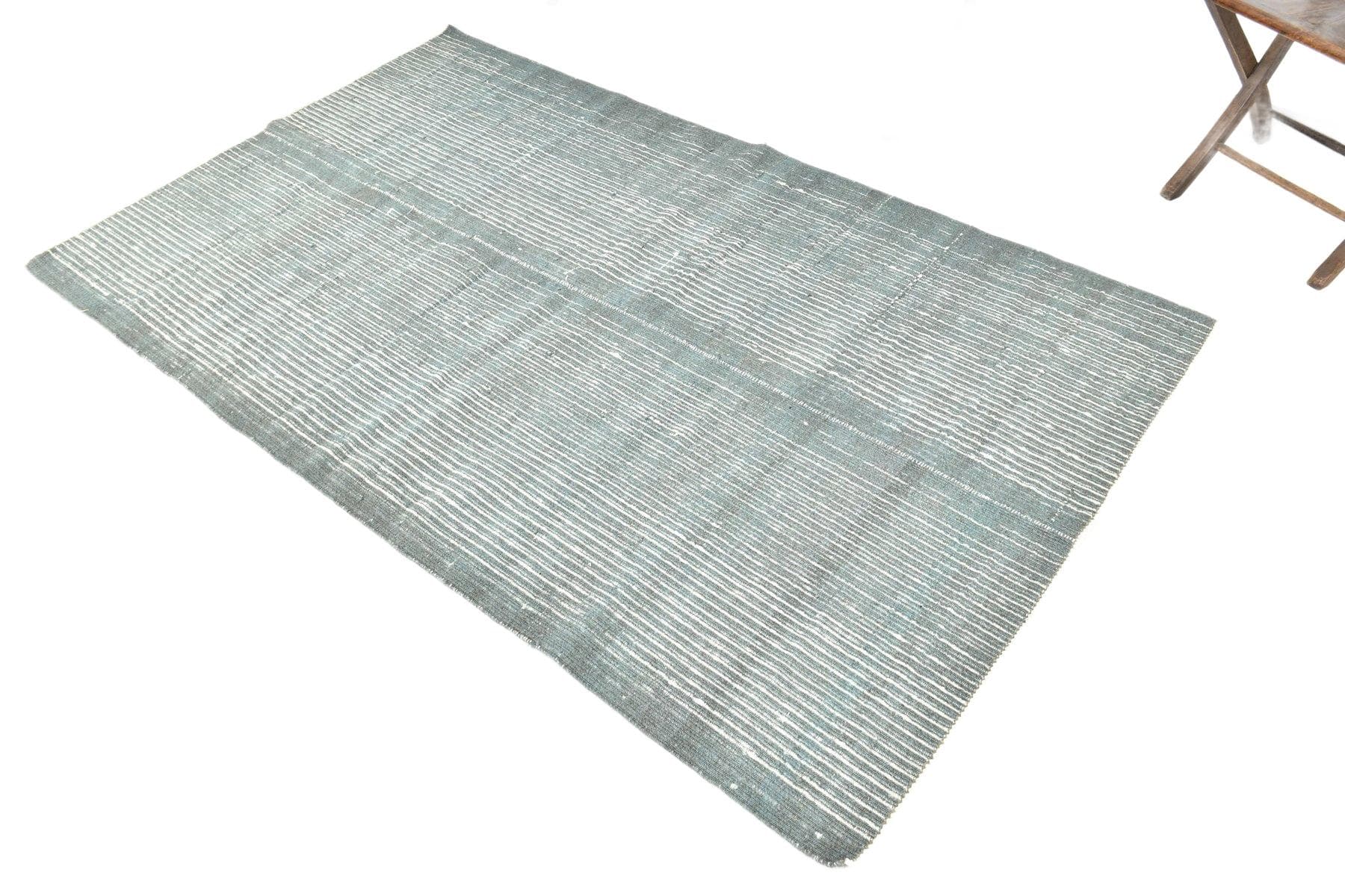 Kilim 221x135 cm, turkusowy, wełna, lata 70. - 215692