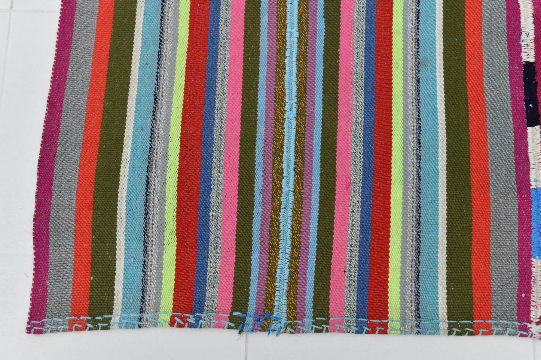 Kilim 150x187 cm, Red, Green, Wool, 1970s - 216663