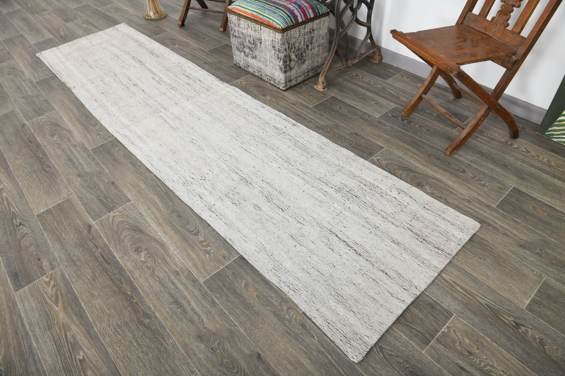 Chodnik 295x70 cm, szary, wełna, lata 80. - 216532