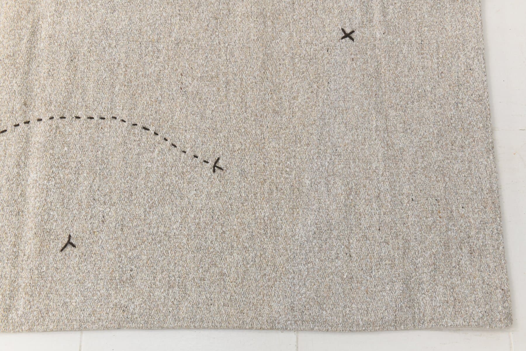 Kilim 252x187 cm, beżowy, wełna, lata 70. - 216526