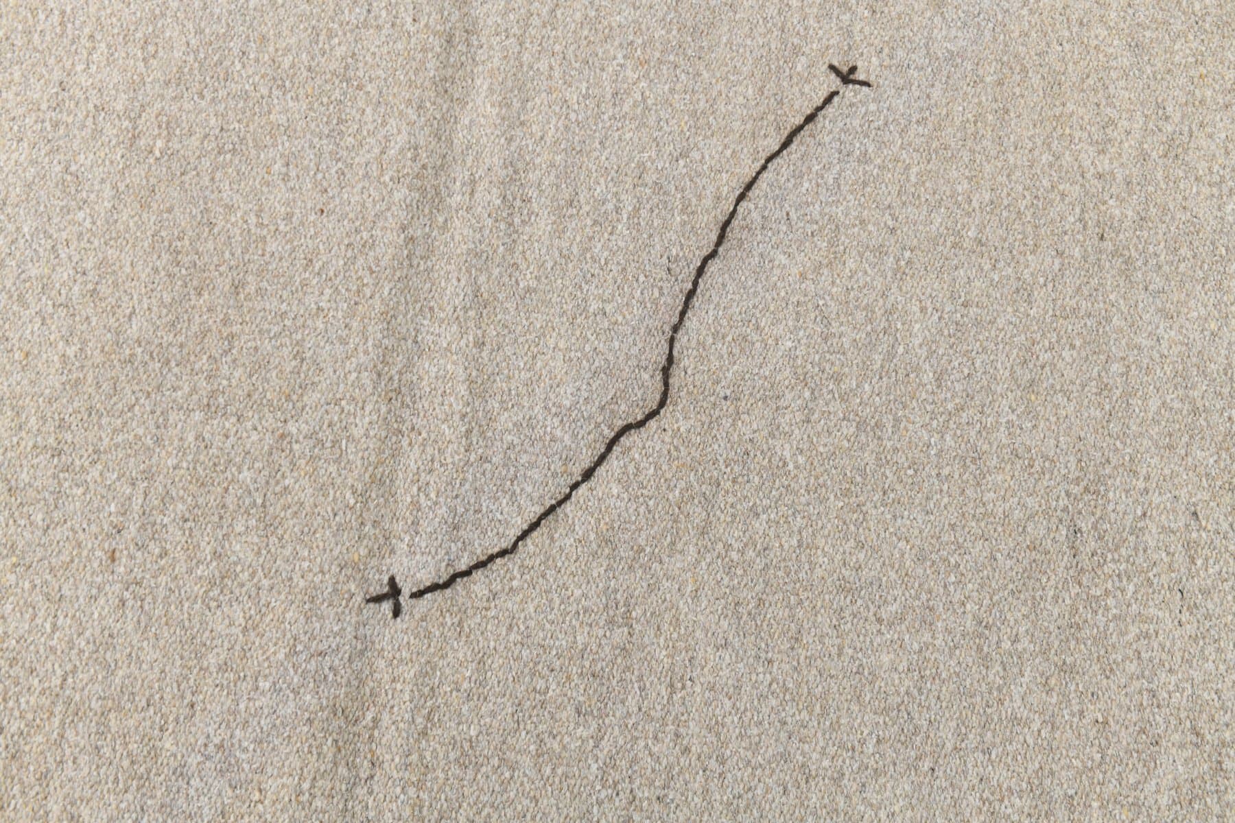 Kilim 252x187 cm, beżowy, wełna, lata 70. - 216524