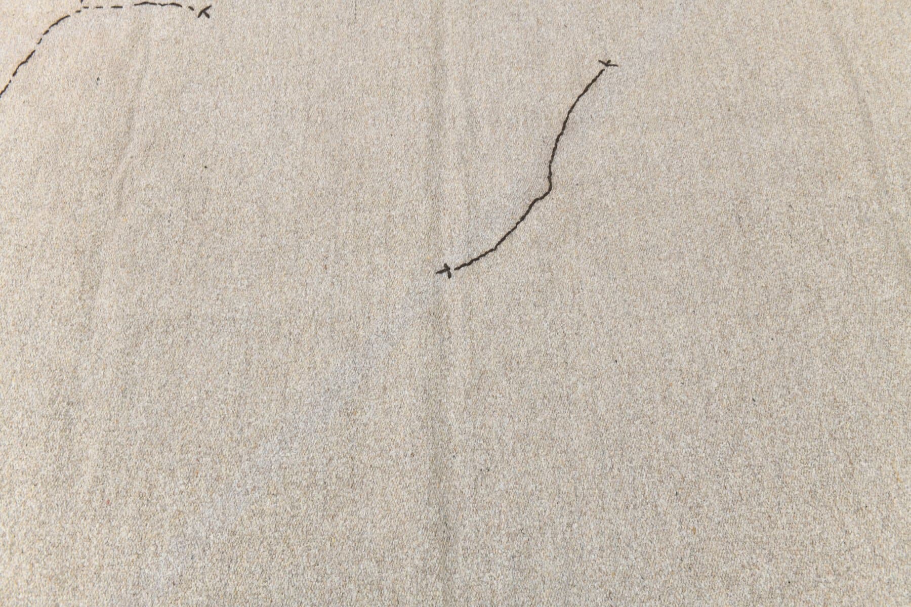 Kilim 252x187 cm, beżowy, wełna, lata 70. - 216523