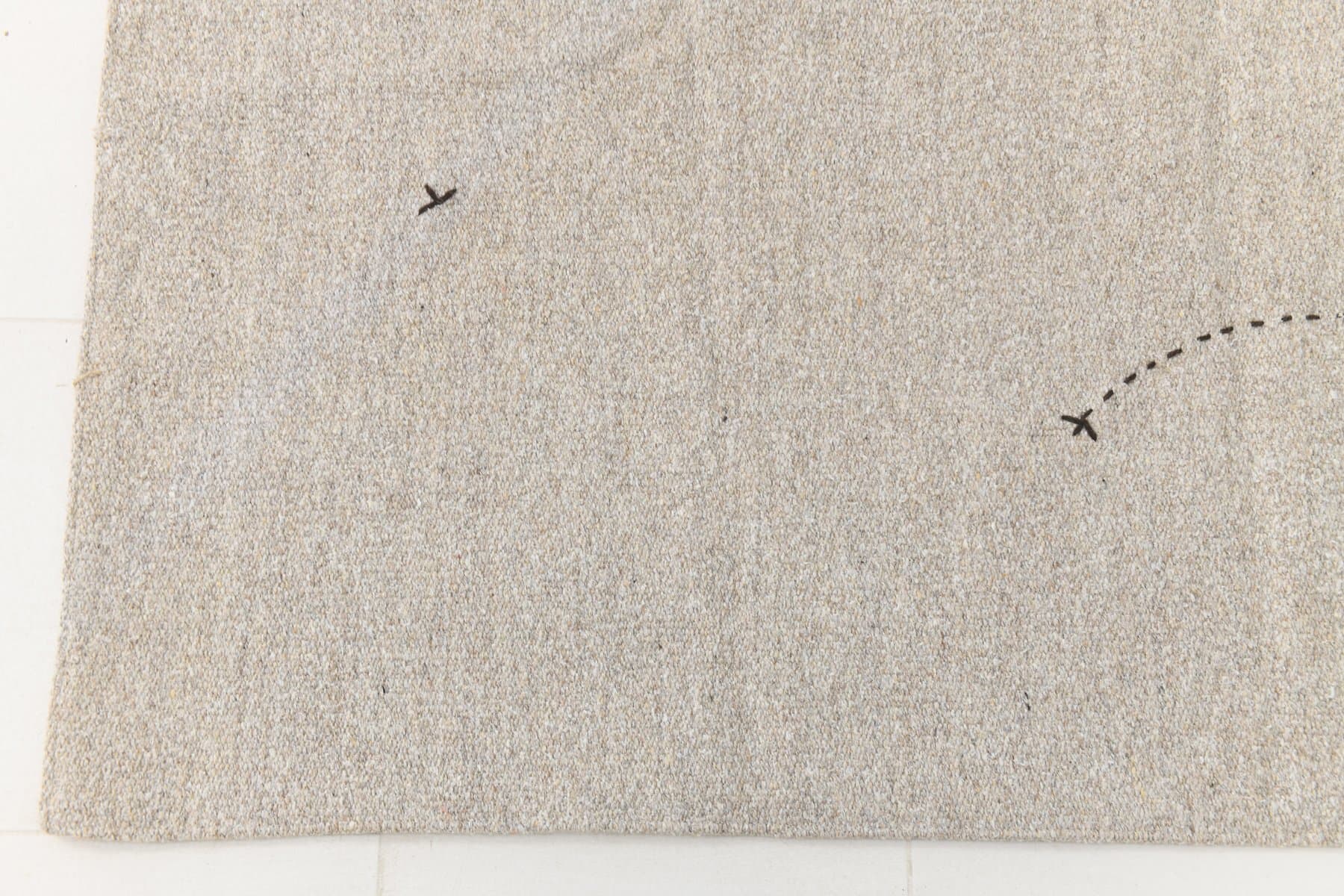 Kilim 252x187 cm, beżowy, wełna, lata 70. - 216525