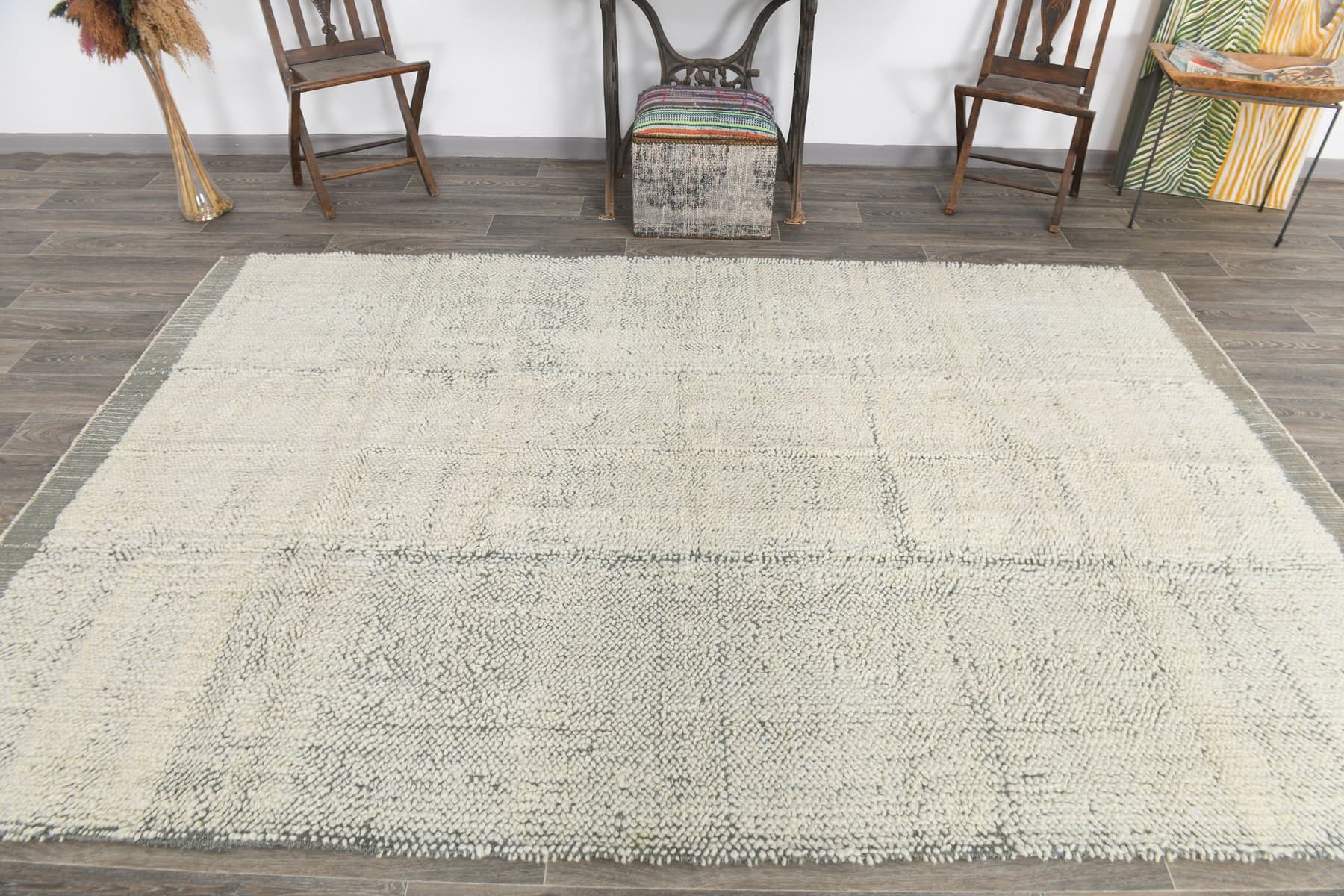 Kilim 198x307 cm, white, wool, 1970s - 216497