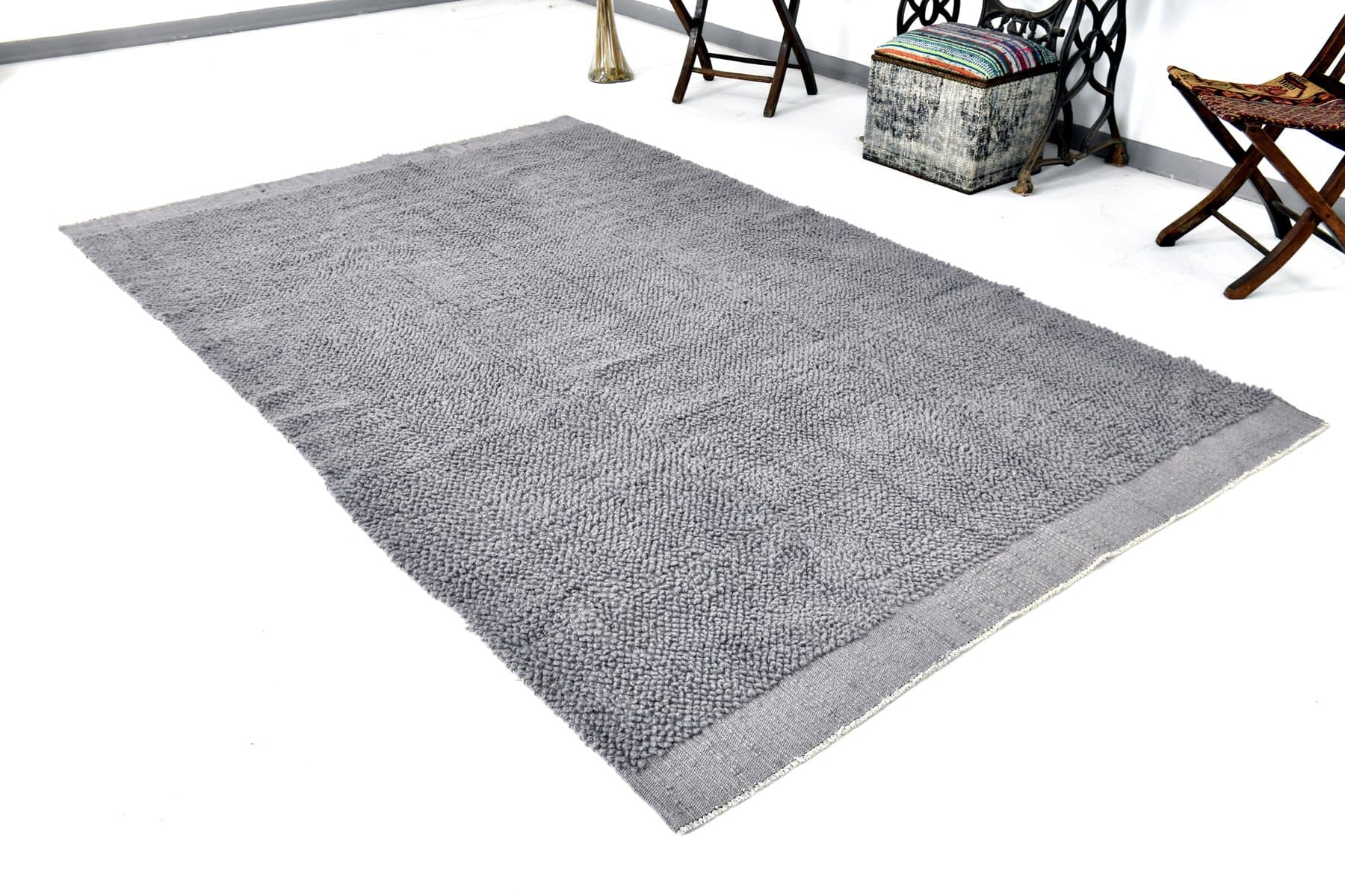 Rug 175x284 cm, grey, wool, 1990s - 216470