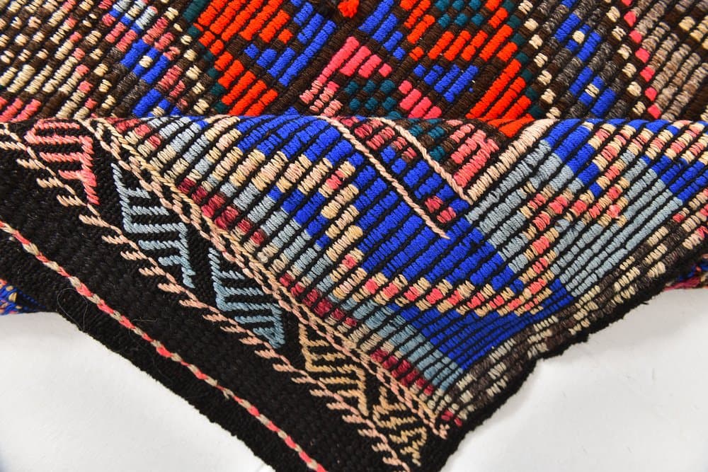 Kilim 178x297 cm, brązowy, różowy, wełna, lata 70. - 216443