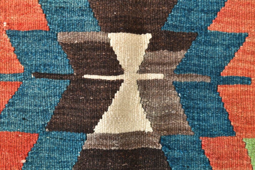 Kilim 300x200 cm, czerwony, oliwkowy, wełna, lata 70. - 216428