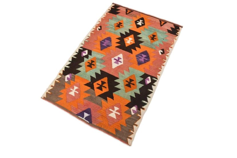 Kilim 132x84 cm, Red, Green, Wool, 1970s