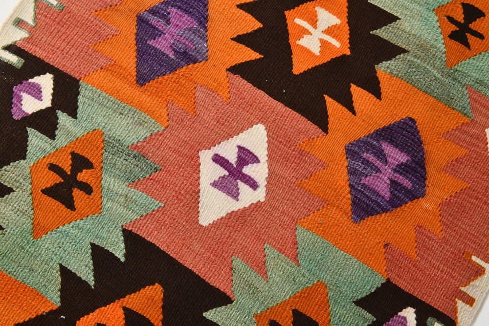 Kilim 132x84 cm, Red, Green, Wool, 1970s - 216414