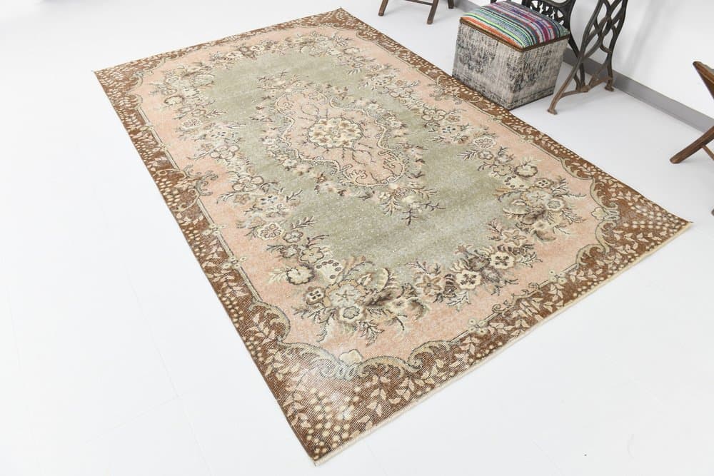 Dywan 175x278 cm, oliwkowy, wełna, lata 70. - 216379