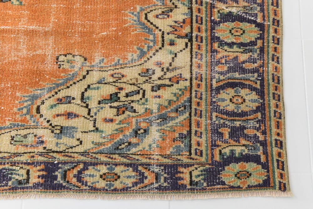 Rug 190x259 cm, orange, wool, 1970s - 216369