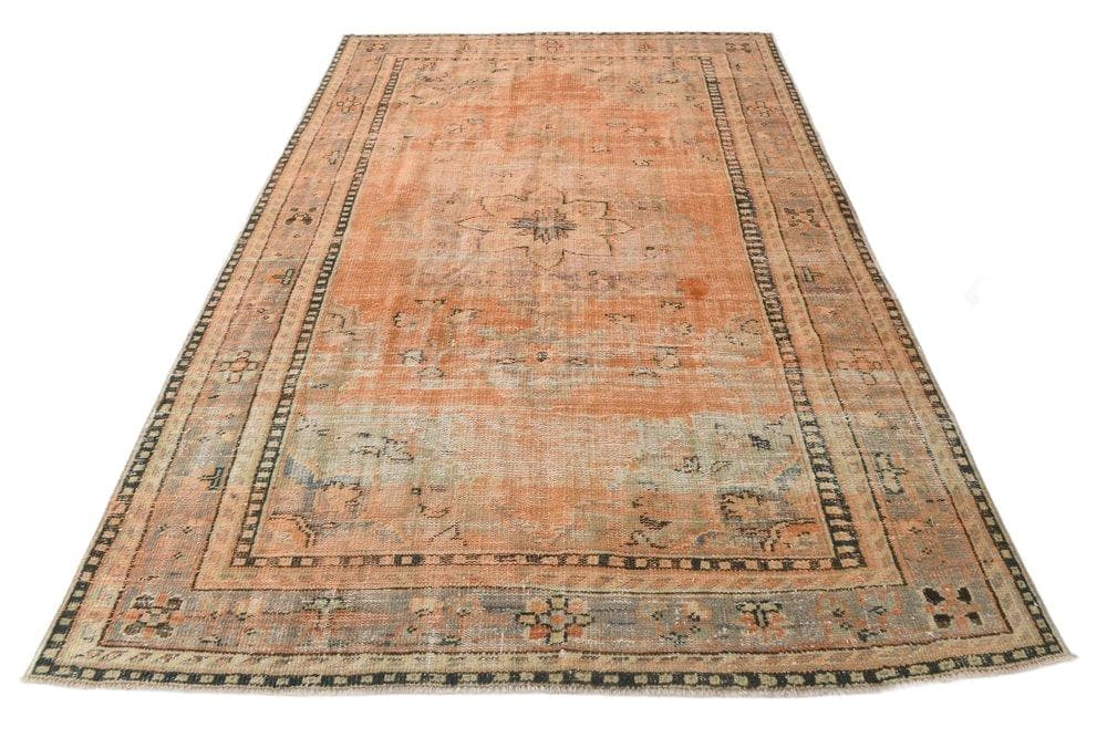 Dywan 194x292 cm, pomarańczowy, wełna, lata 70.