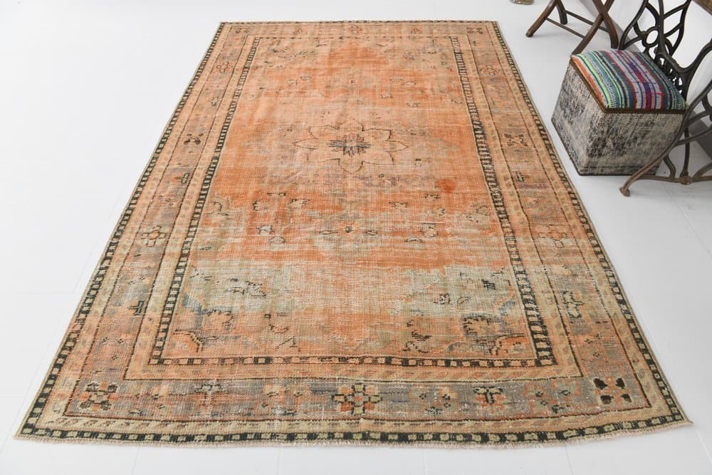 Dywan 194x292 cm, pomarańczowy, wełna, lata 70. - 216350