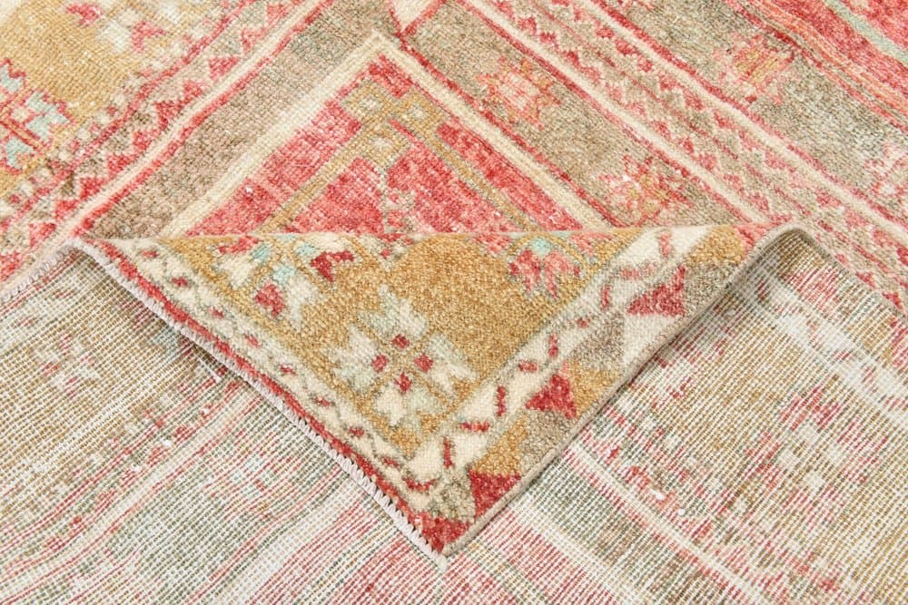 Rug 123x339 cm, coral, beige, wool, 1970s - 216333