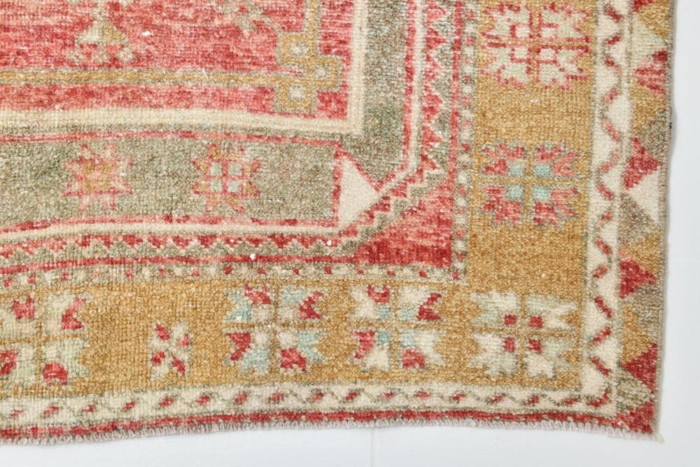 Rug 123x339 cm, coral, beige, wool, 1970s - 216331