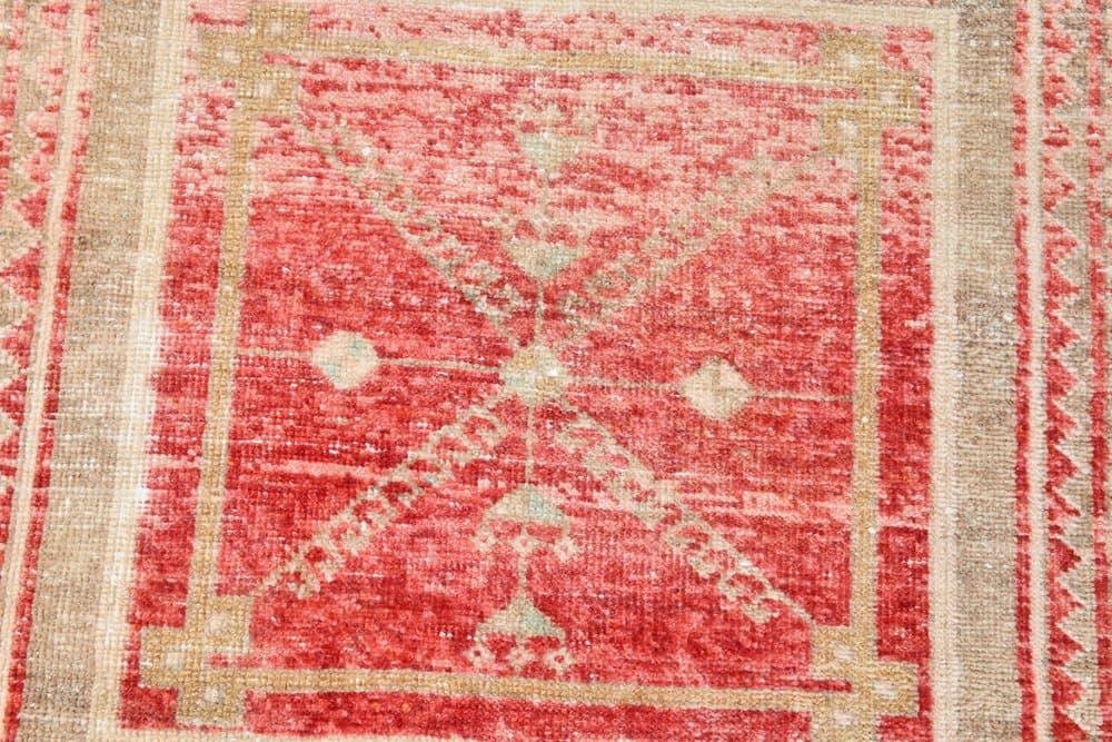 Rug 123x339 cm, coral, beige, wool, 1970s - 216328