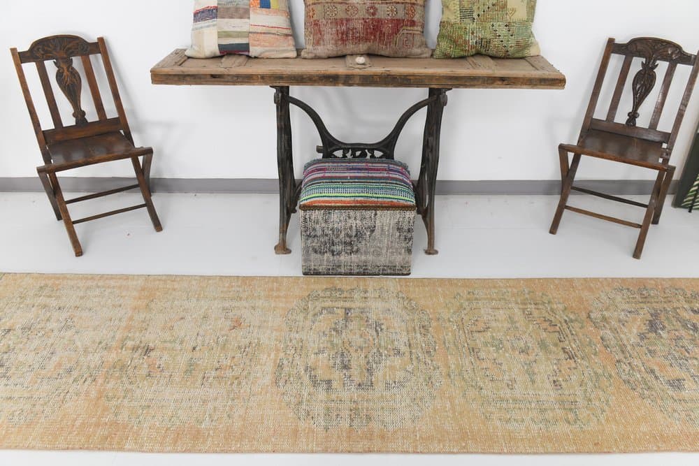 Runner 327x85 cm, orange, wool, 1970s - 216315