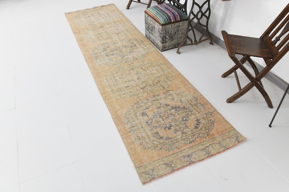 Runner 327x85 cm, orange, wool, 1970s - 216312