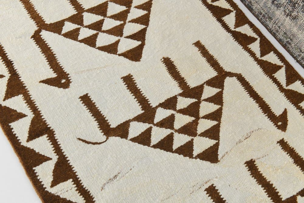 Runner 96x336 cm, beige, brown, wool, 1970s - 216305