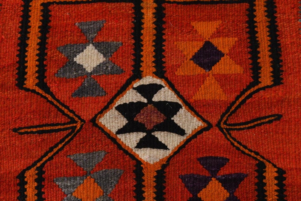 Chodnik 94x349 cm, czerwony, wełna, lata 70. - 216283