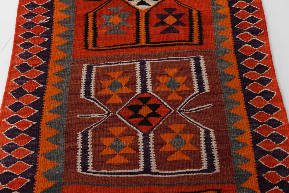 Chodnik 94x349 cm, czerwony, wełna, lata 70. - 216280