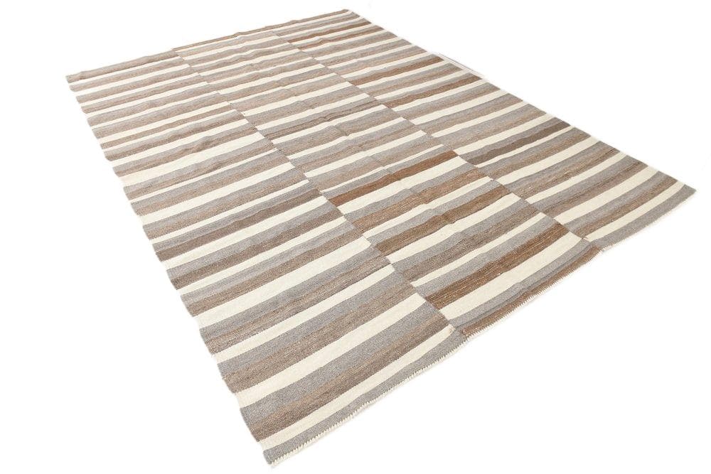 Kilim Rug 228x310 cm, beige, brown, wool, Turkey, 1970s.