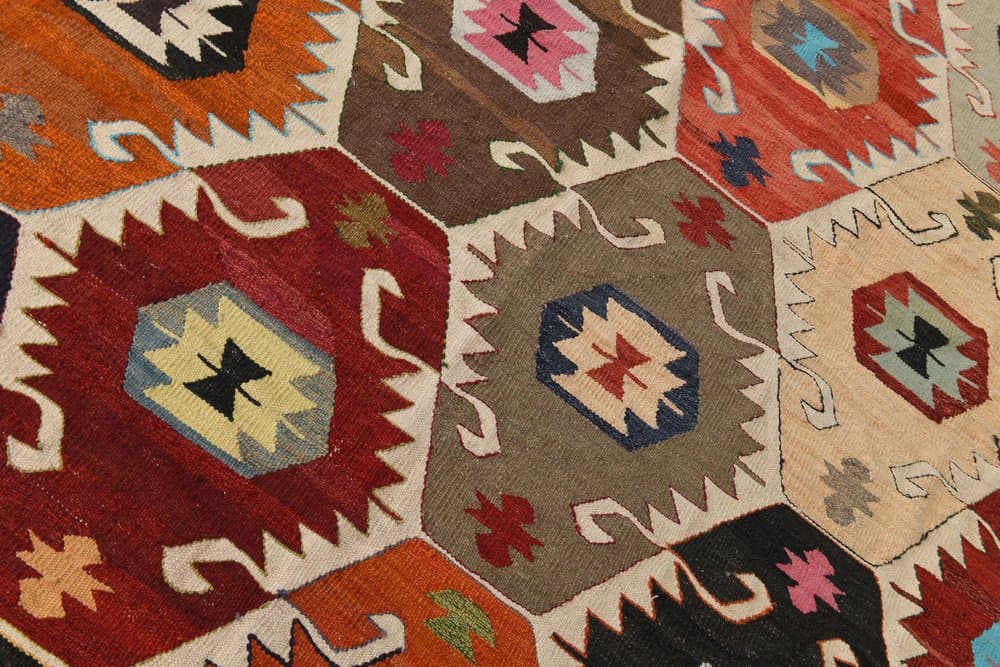 Kilim 385x286 cm, red, blue, wool, Turkey, 1970s - 216194